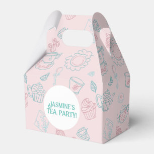 Tea Party Doodle Pattern Birthday Party  Favour Box