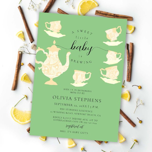 Tea Party Elegant Boho Lace Neutral Baby Shower Invitation (Creator Uploaded)