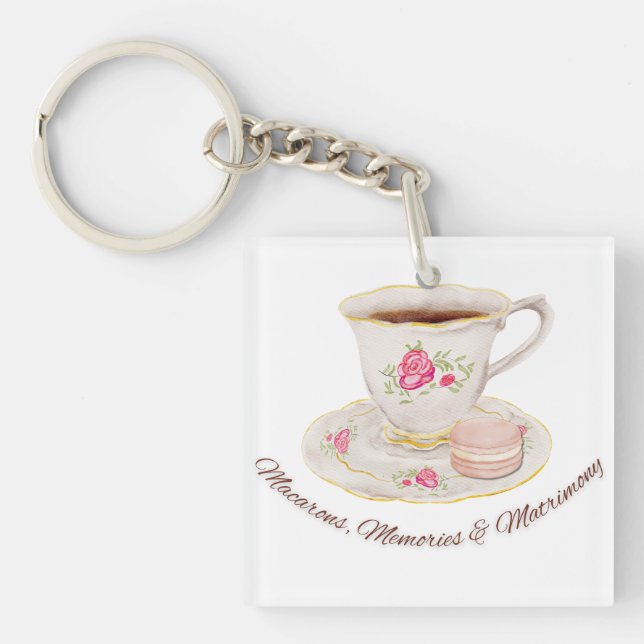 Tea Party Elegant Bridal Shower Bachelorette Key Ring (Front)