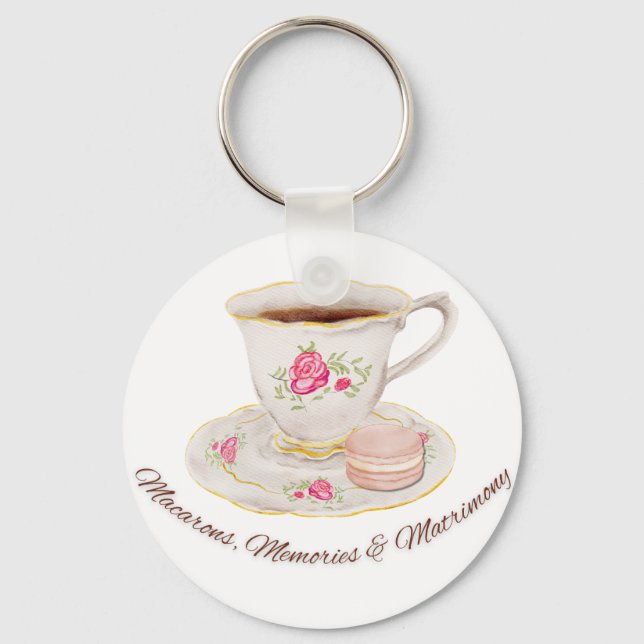 Tea Party Elegant Bridal Shower Bachelorette Key Ring (Front)