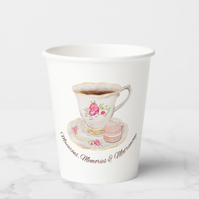 Tea Party Elegant Bridal Shower Bachelorette Paper Cups (Front)
