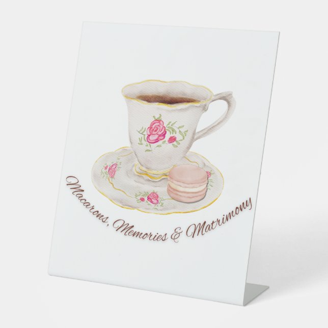 Tea Party Elegant Bridal Shower Bachelorette Pedestal Sign (Front)