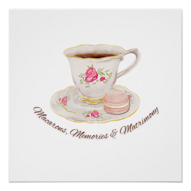 Tea Party Elegant Bridal Shower Bachelorette Poster (Front)