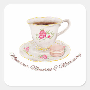 Tea Party Elegant Bridal Shower Bachelorette Square Sticker