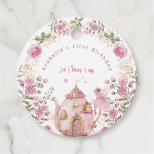 Tea Party Fairy Girl Blush Pink Flowers Birthday Favour Tags