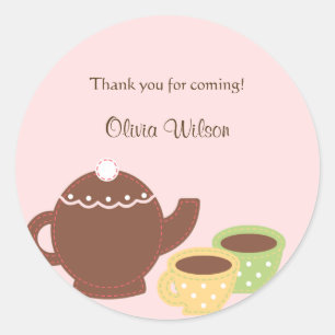 Tea Party Favour Sticker or Envelope Seal