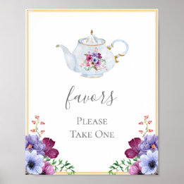 Tea Party Favours Bridal Shower Poster