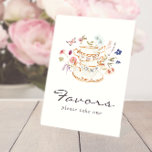 Tea Party Favours Pedestal Sign<br><div class="desc">Let Your Special Day Blossom with Tea Party Favours Pedestal Sign! This design features stunning hand-painted watercolor florals in hues of deep purple, dusty blue, and blush pink with sage greenery. Whether you're hosting a garden party or a cosy, intimate gathering, this beautiful pedestal sign design will bring a special...</div>