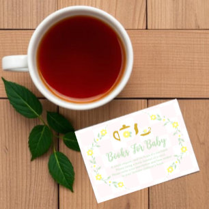 Tea Party Floral Baby Shower Books For Baby Enclosure Card