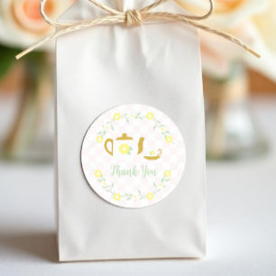 Tea Party Floral Baby Shower Classic Round Sticker