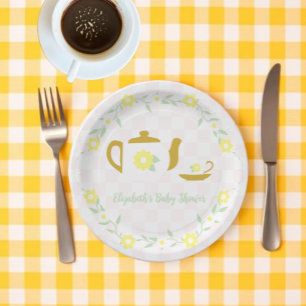 Tea Party Floral Baby Shower Paper Plate