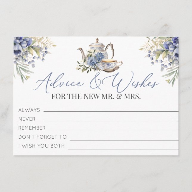 Tea Party Floral Bridal Shower Advice and Wishes Enclosure Card (Front)