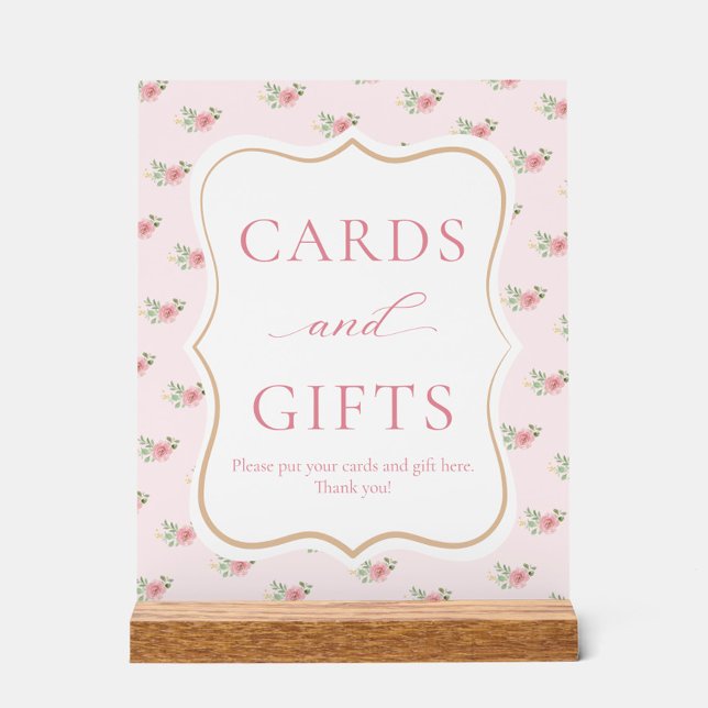 Tea Party Floral Bridal Shower Cards and Gifts Acrylic Sign (Creator Uploaded)