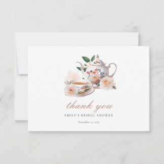 Tea Party Floral Bridal Shower Thank You Card