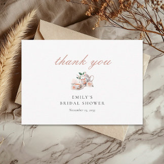 Tea Party Floral Bridal Shower Thank You Card