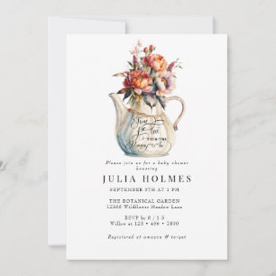 Tea Party Floral Classic Baby Shower Invitation