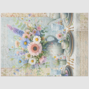 Tea Party Floral Pastel Bouquet Blue Pink Preppy Tissue Paper
