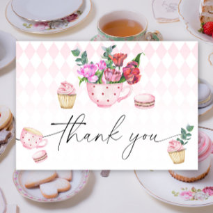 Tea Party Flowers baby shower thank you  Card