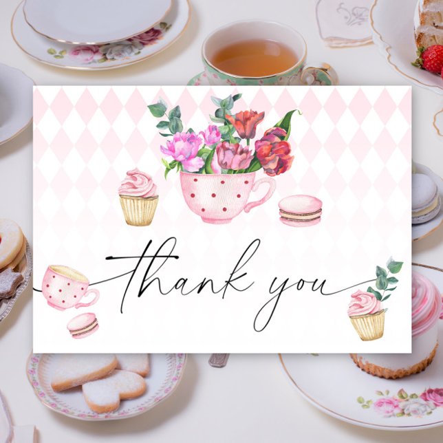 Tea Party Flowers baby shower thank you  Card (Creator Uploaded)