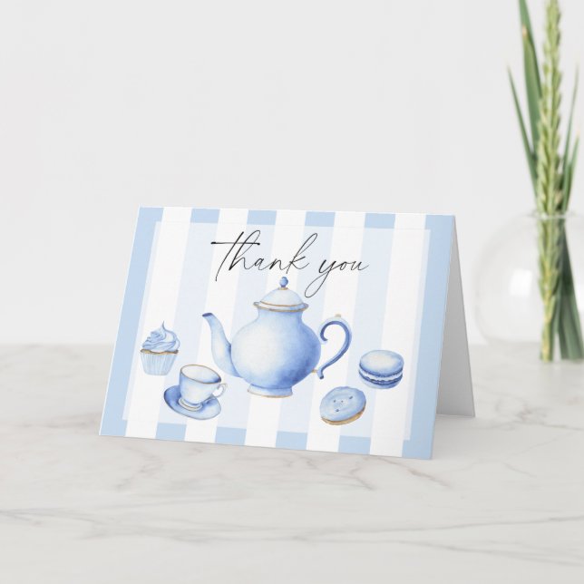 Tea Party Flowers baby shower thank you  Card (Front)