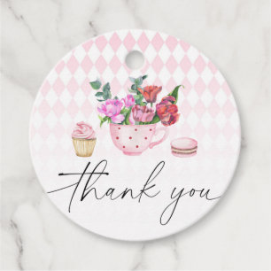 Tea Party Flowers baby shower thank you  Favour Tags