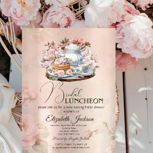 Tea Party Flowers Vintage Bridal Luncheon Invitation