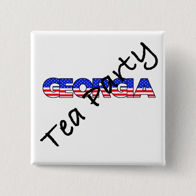 TEA PARTY FOR GEORGIA 15 CM SQUARE BADGE (Front)