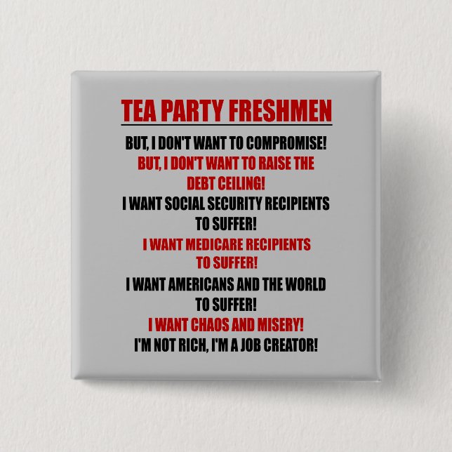 tea party freshmen 15 cm square badge (Front)