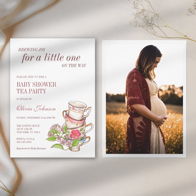 Tea Party Gender Neutral Baby Shower Photo Invitation (Creator Uploaded)
