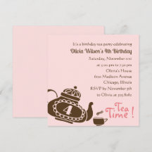 Tea Party - Girl Birthday Invitation