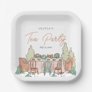 Tea party girls birthday cute paper plate