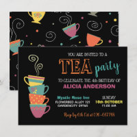 Tea Party Girl's Birthday hot cups colourful