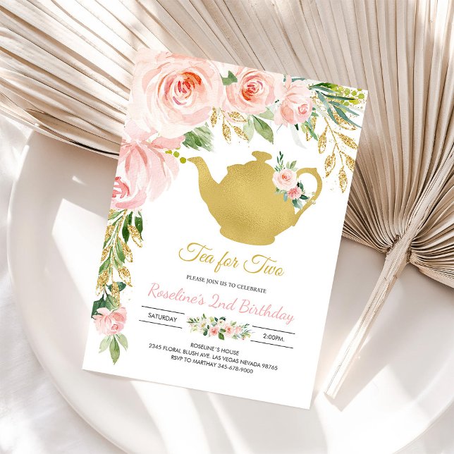Tea Party Gold Birthday Invitation (Creator Uploaded)