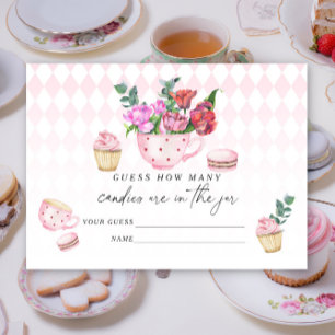 Tea Party Guess how many candies Enclosure Card