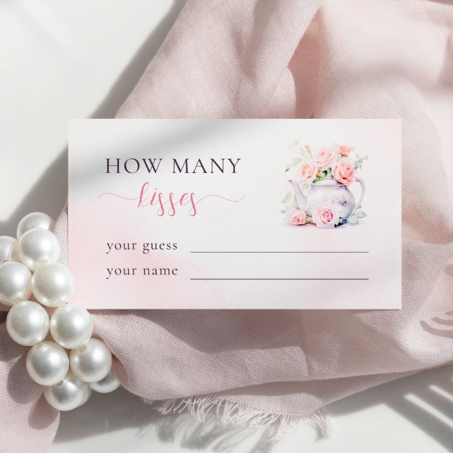 Tea Party How Many Kisses Bridal Shower Game Enclosure Card (Creator Uploaded)
