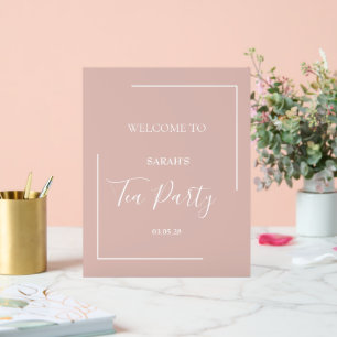 tea party invitation,floral tea invite,blush acrylic sign
