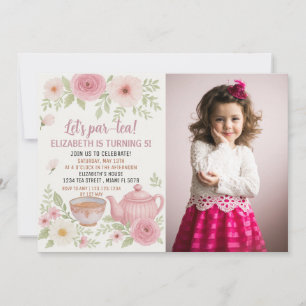 Tea Party Invitation with Floral and Teacup Design