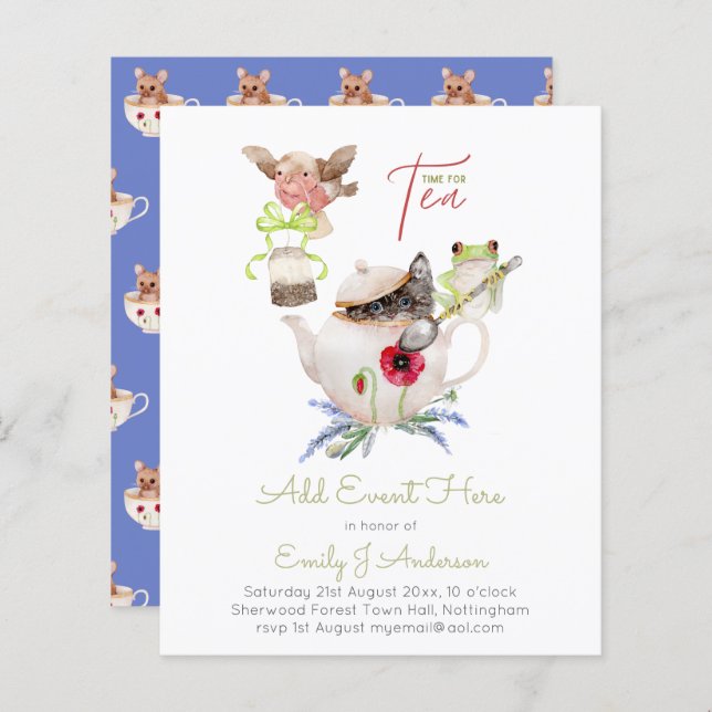 Tea Party Invitations for ANY EVENT Budget (Front/Back)