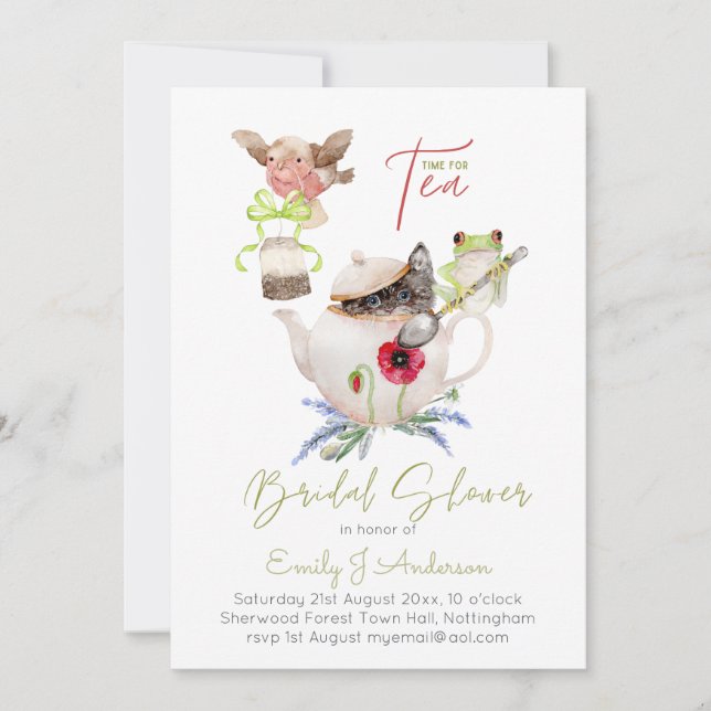 Tea Party Invitations for Bridal Shower incl Env. (Front)