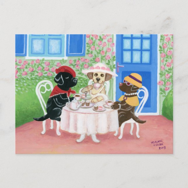 Tea Party Labradors Postcard (Front)