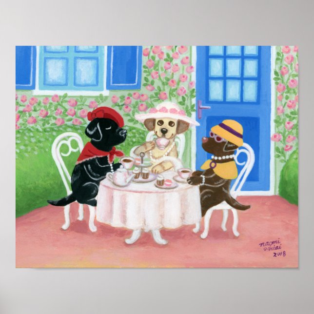 Tea Party Labradors Poster (Front)