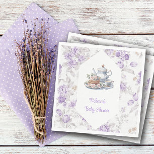 Tea Party Lavender Garden Floral Baby Shower  Napkin