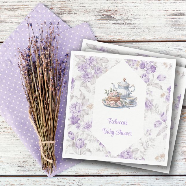 Tea Party Lavender Garden Floral Baby Shower  Napkin (Creator Uploaded)