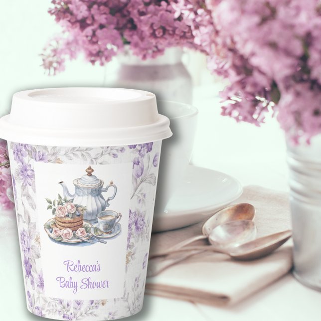 Tea Party Lavender Garden Floral Baby Shower  Paper Cups (Creator Uploaded)