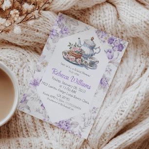 Tea Party Lavender Garden Floral Bridal Shower  Invitation