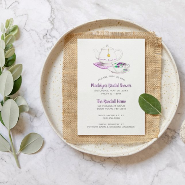 Tea Party Lavender Gingham Party Invitation (Creator Uploaded)