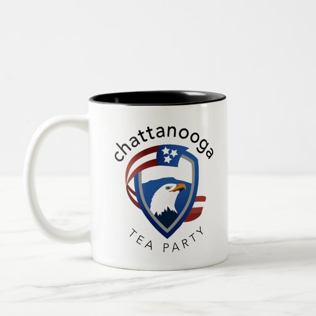 Tea Party Logo Items Two-Tone Coffee Mug (Left)