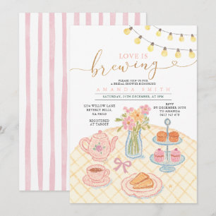 Tea Party Love is brewing Bridal Shower Invitation