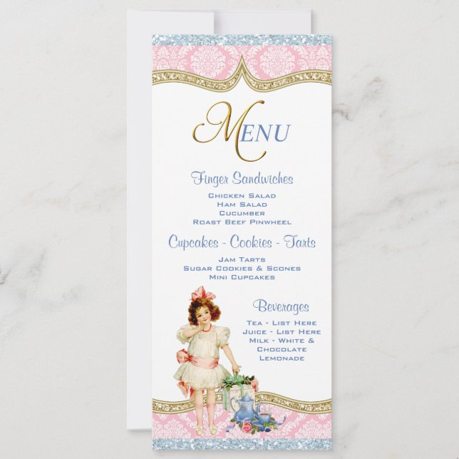 Tea Party Menu Invitation (Front)