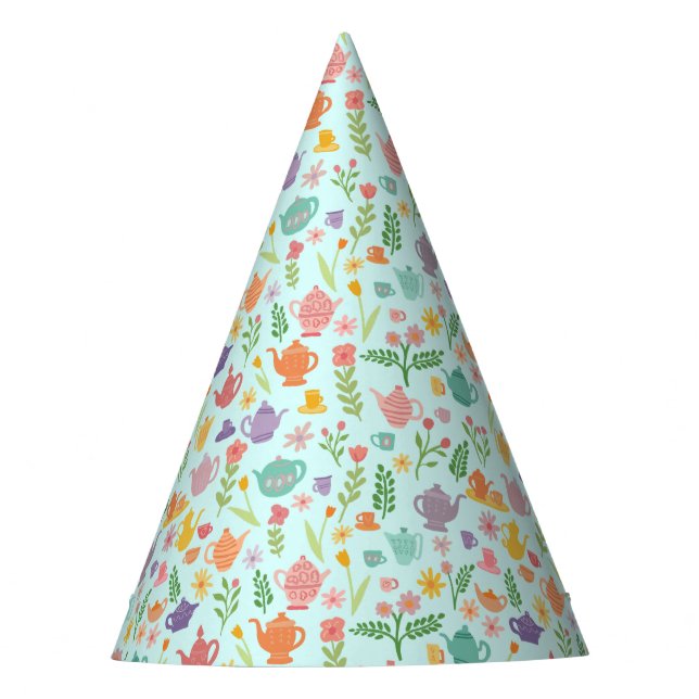 Tea Party Pattern Birthday celebration Party Hat (Front)